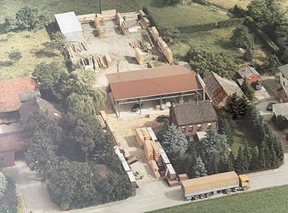 über uns - altes Foto von 1988 auf dem Mühlenweg 41352 Korschenbroich, aus der Vogelperspektive